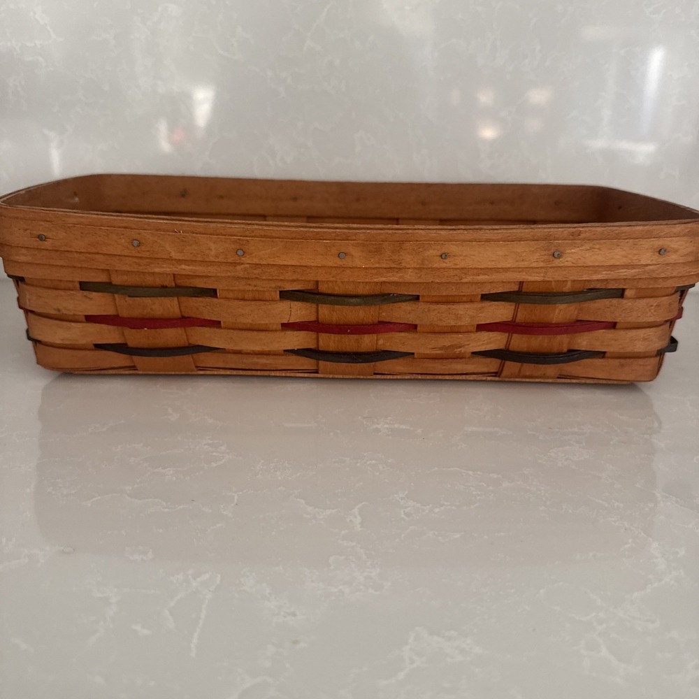Vintage Longaberger Basket‎ Size 14.5 Inch With Red, Blue, Green Rectangle 1994